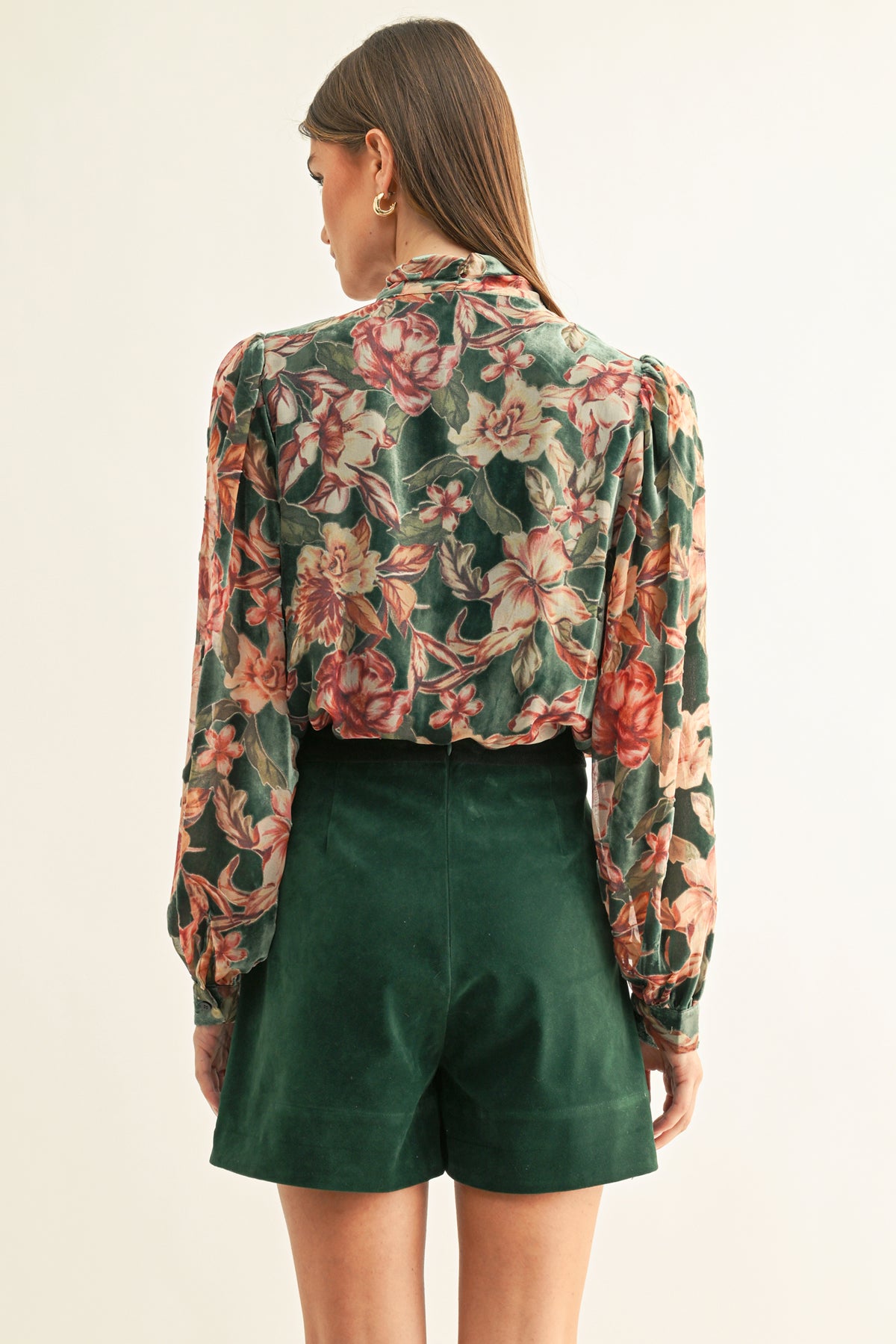 Scarlette Burnout Velvet Tied Neck Blouse