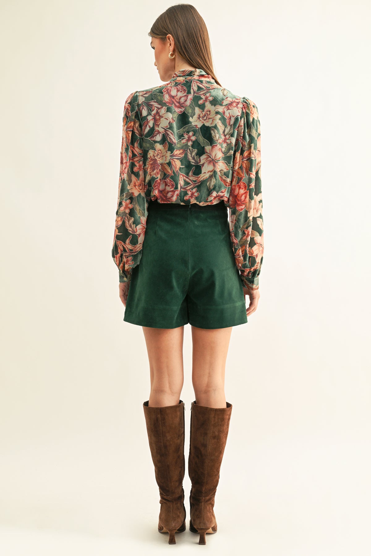 Raquel Vegan Suede Contrast Rolled Up Shorts