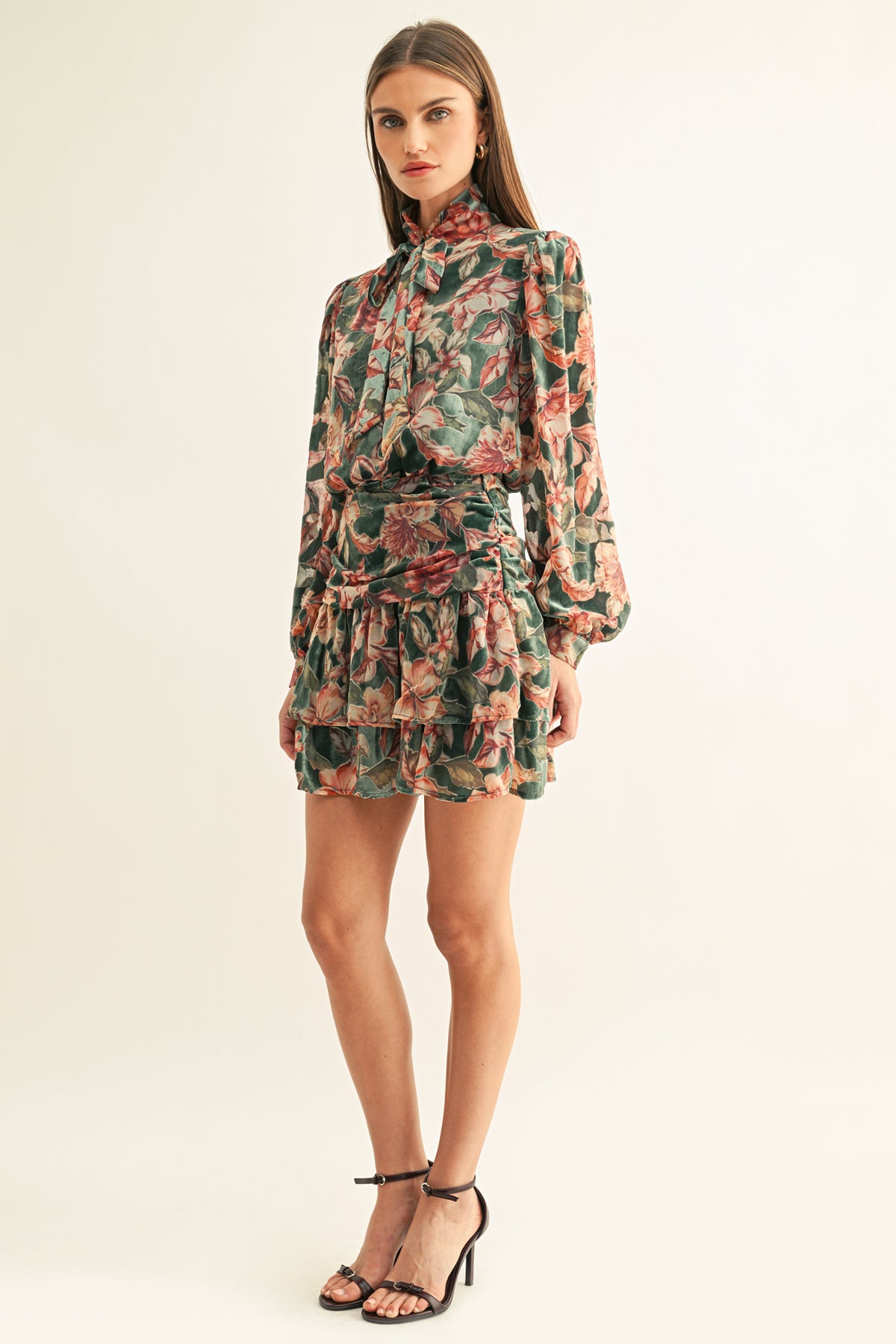 Scarlette Burnout Velvet Tied Neck Blouse
