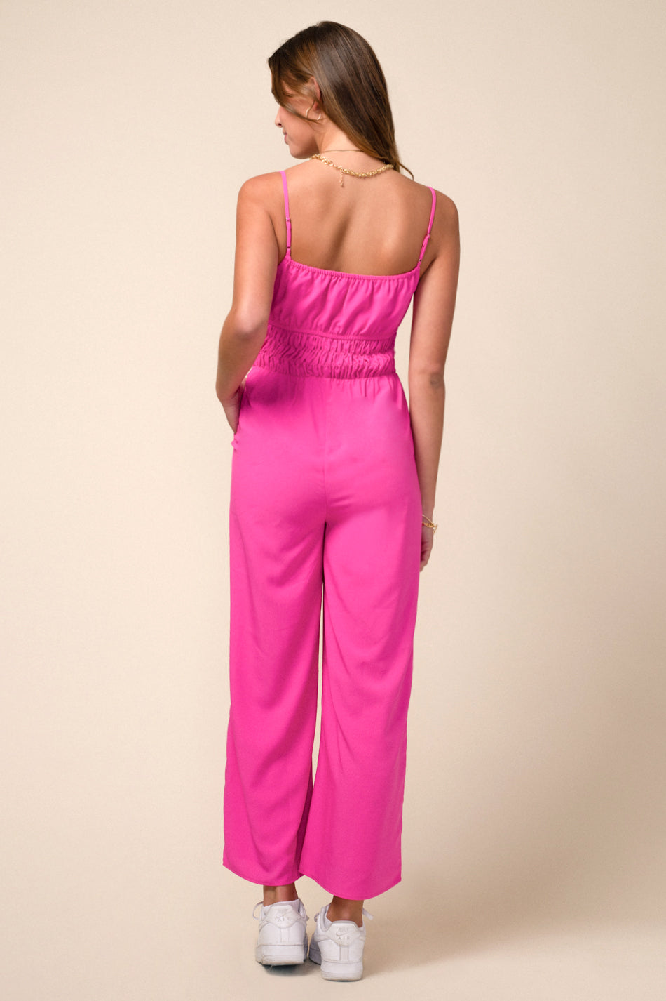 Daisy Smocked Waist Straight Leg jumpsuit