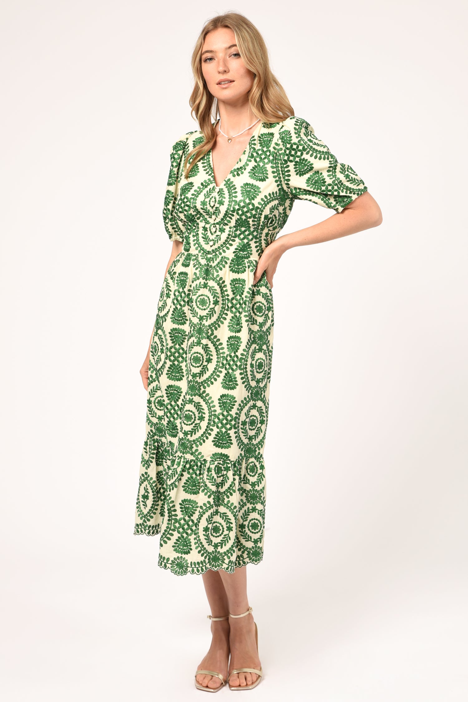 Luisa Embroidered Midi Dress - FINAL SALE