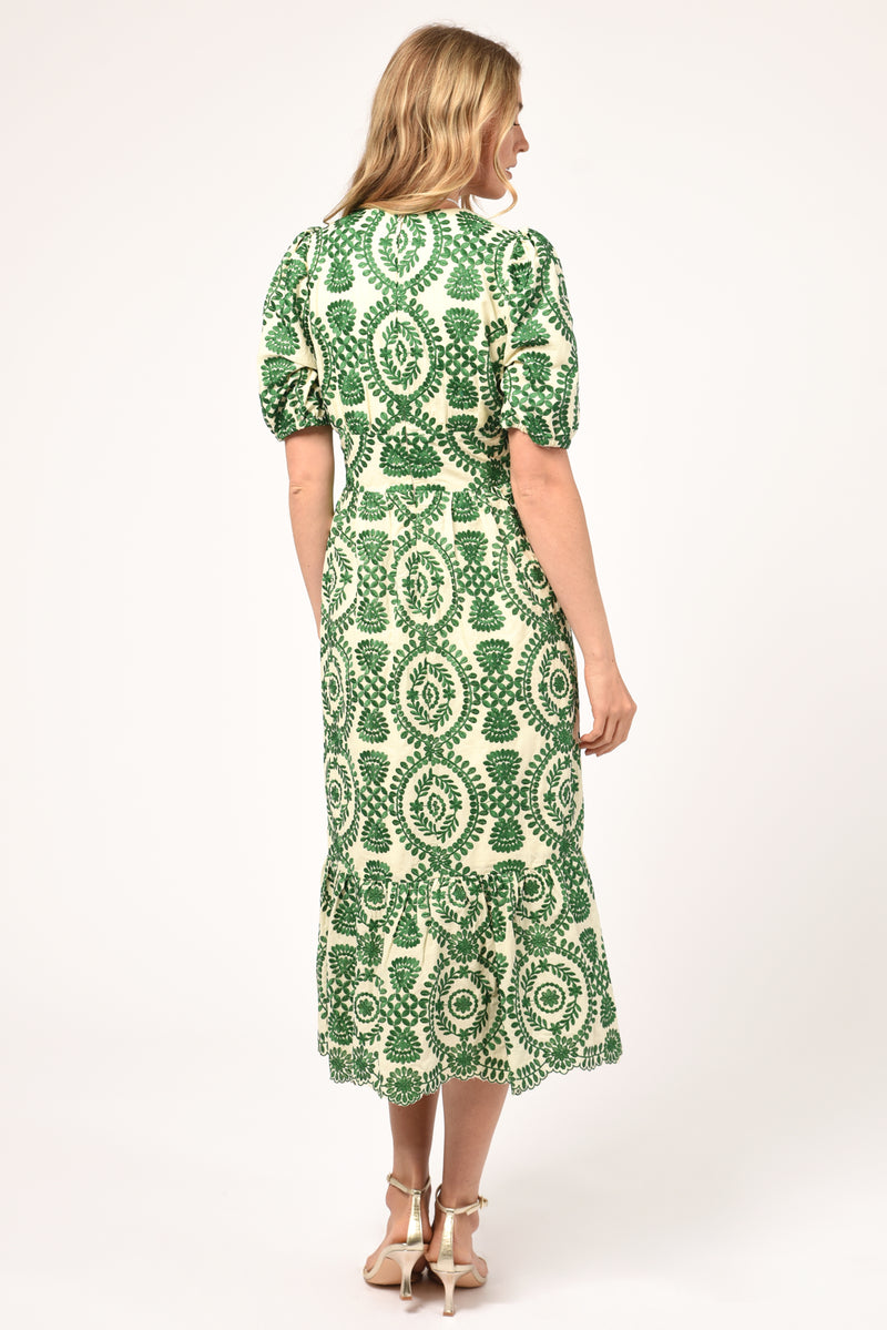 Luisa Embroidered Midi Dress