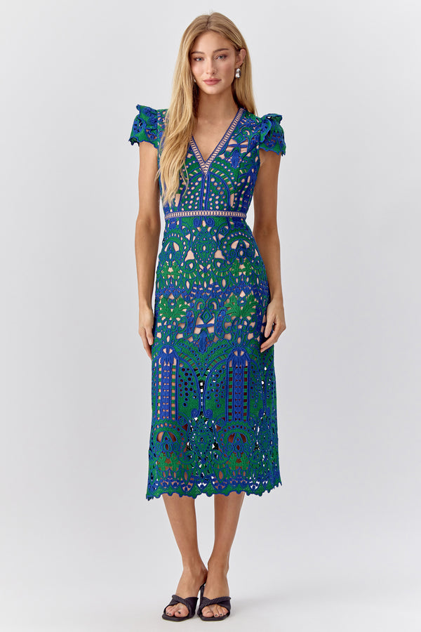 Adeline Crochet Lace Midi Dress