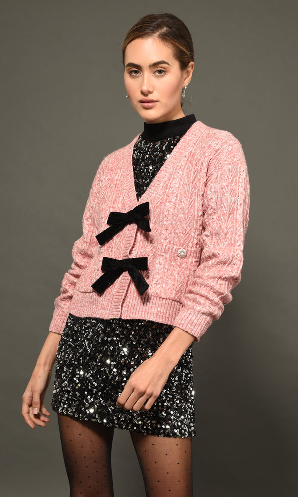 Kendall Bow Front Jeweled Cardigan