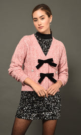 Kendall Bow Front Jeweled Cardigan
