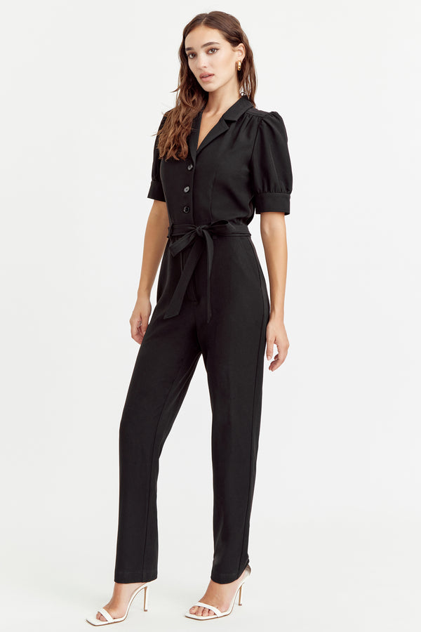 Charlotte Puff Sleeve Crepe Jumpsuit