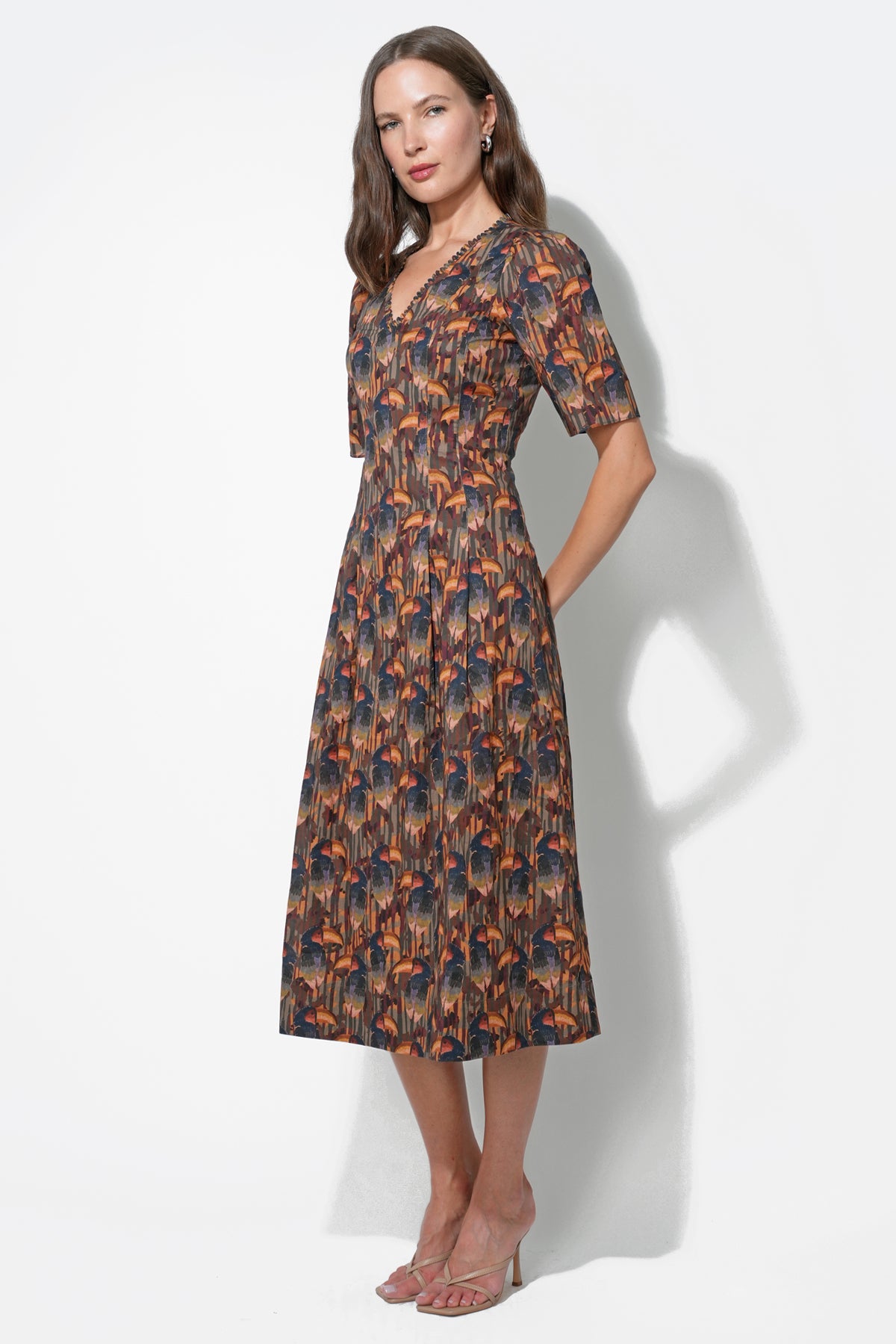 Gracie Puff Sleeve Midi Dress F257D6519