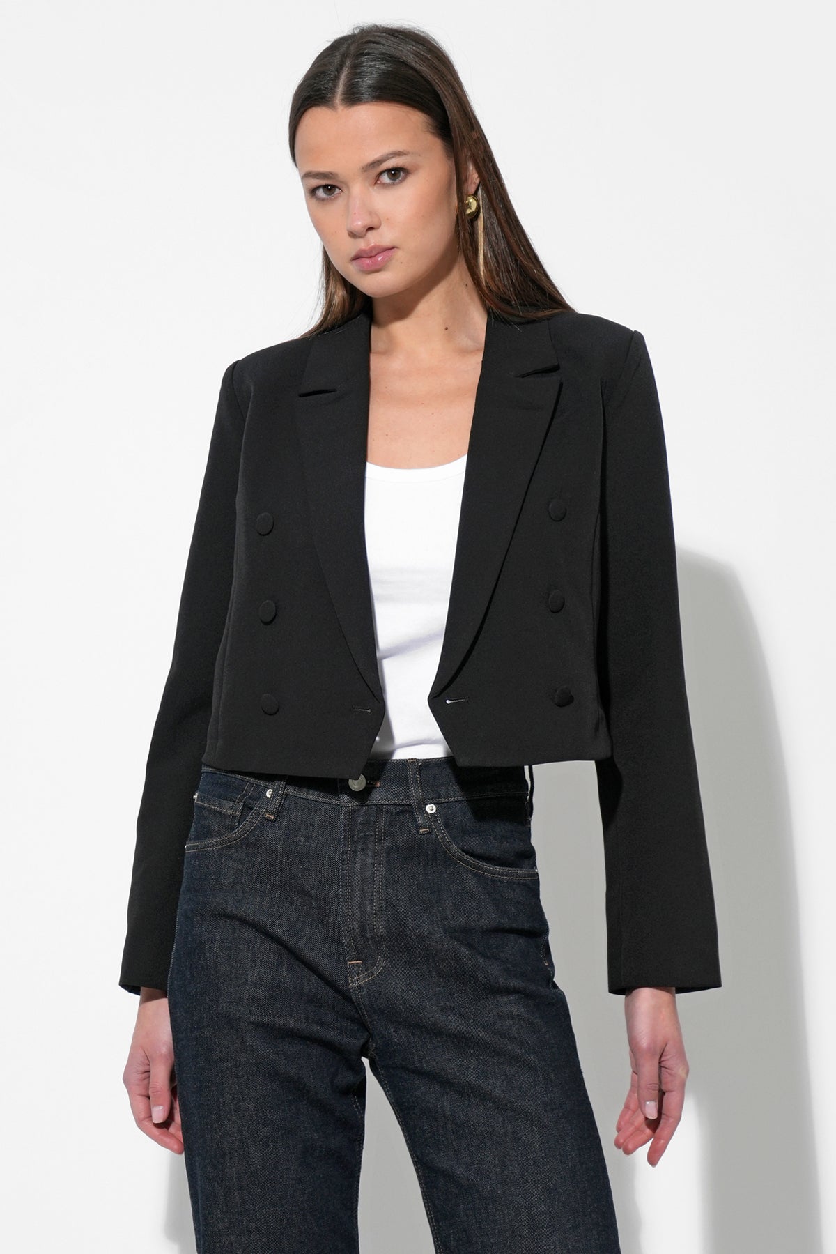 Gretchen Double Breasted Cropped
Blazer
 F236J1645