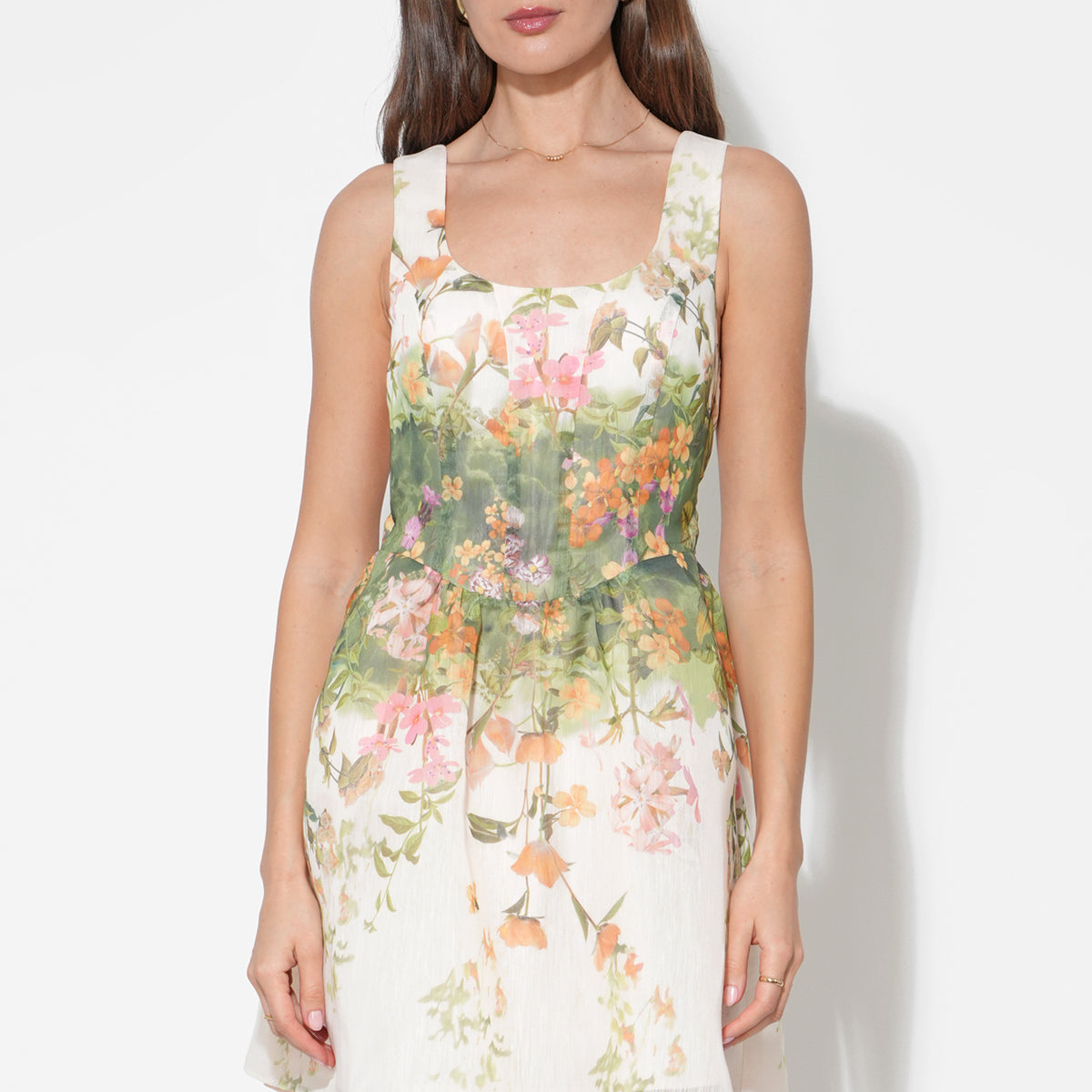 Isla Scoop Neck Fit & Flare Mini Dress | Adelyn Rae S / Cream/Green Isla Scoop Neck Fit & Flare Mini Dress | Adelyn Rae S / Cream/Green