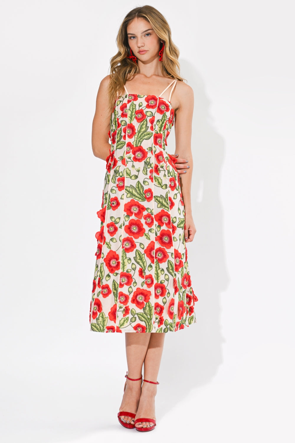 Ivy 3D Floral Midi Dress F264D7132