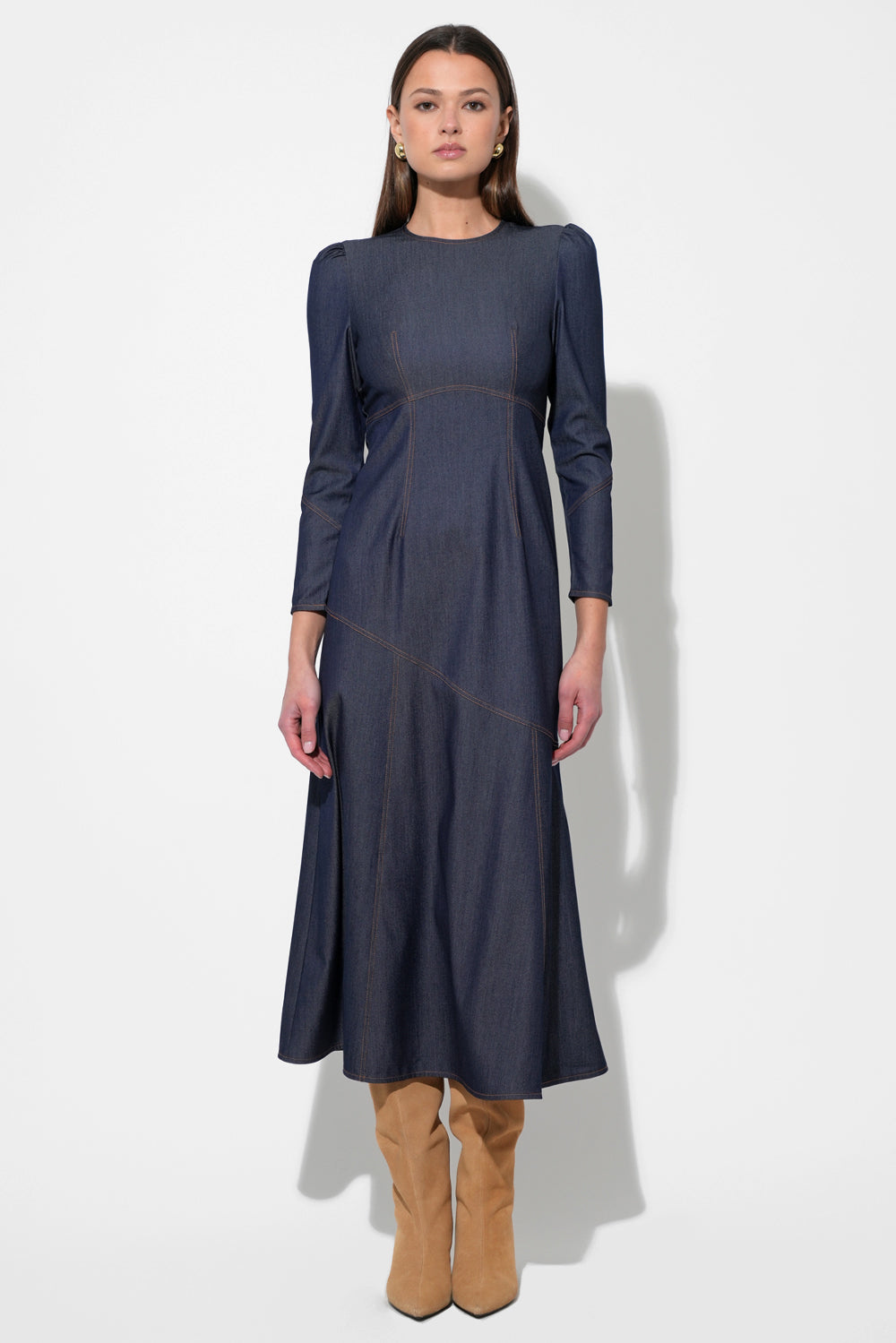 Jayne Denim Midi Dress F258D6552