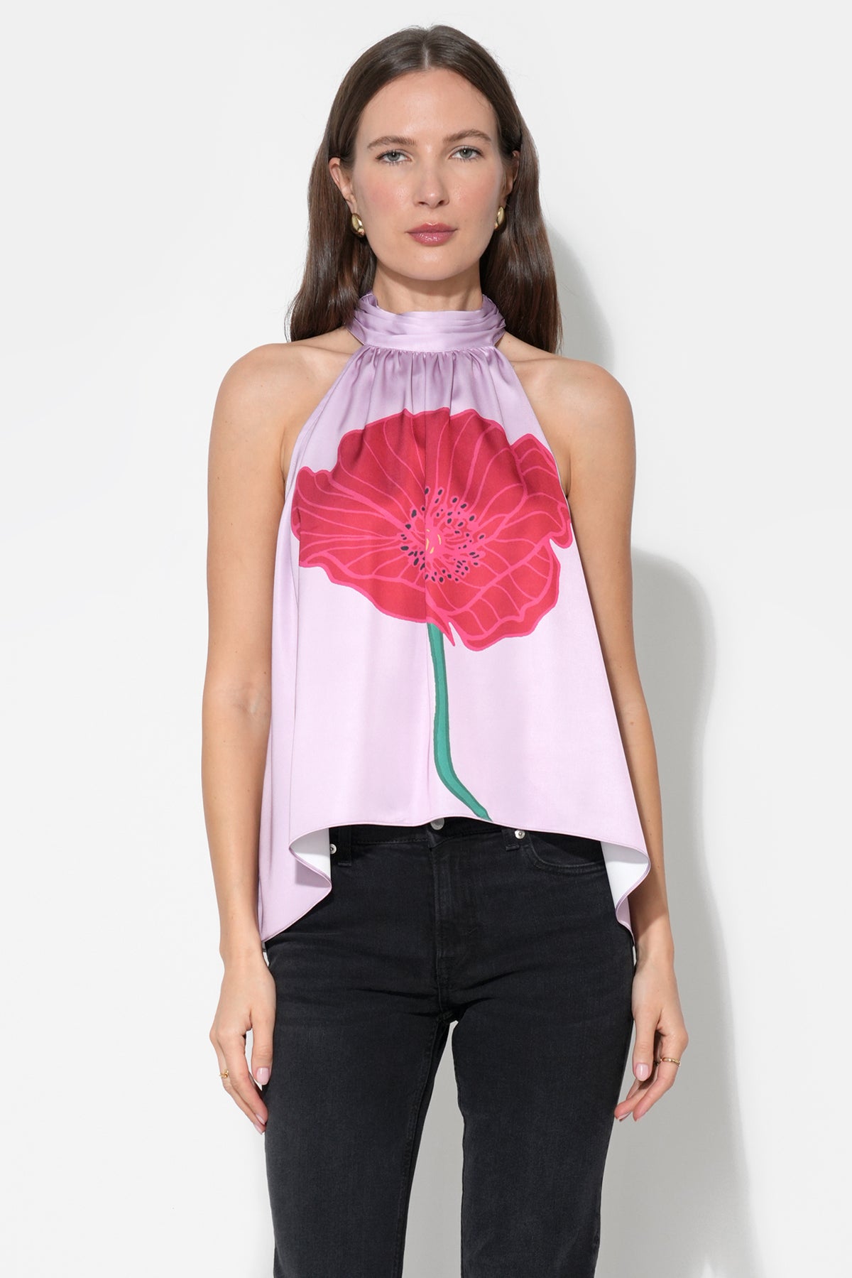 Josie Hi Low Halter Printed Top F262T7500