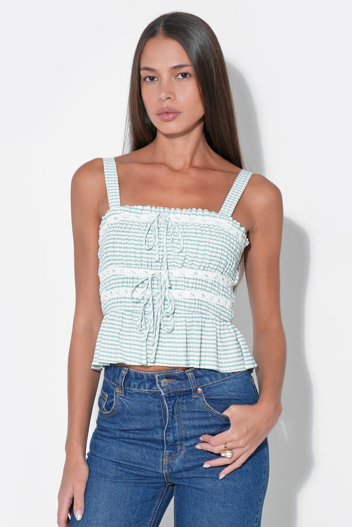 Julia Smocked Gingham Top F261T7482