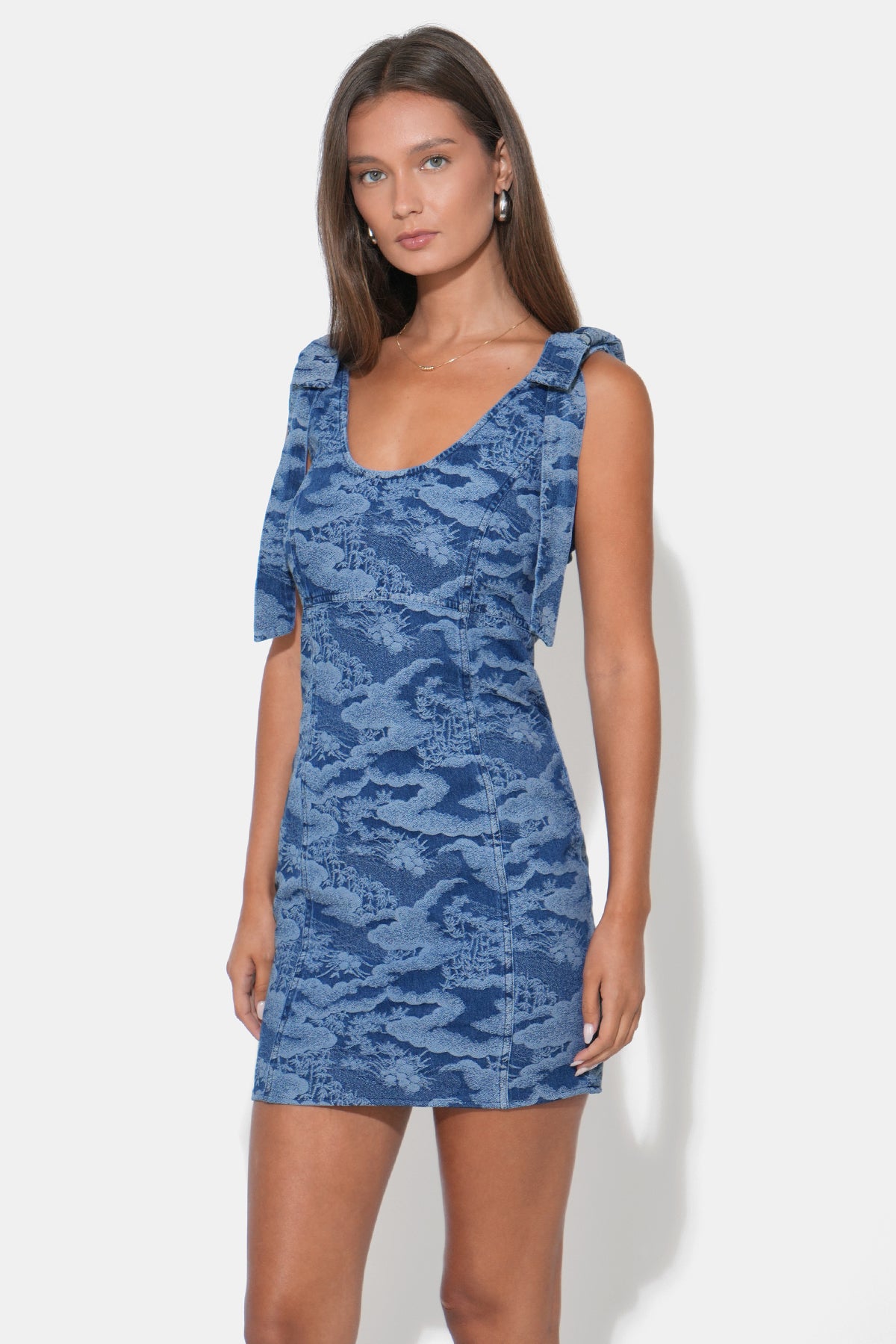 Kalea Bow Strap Denim Mini Dress F2512D6843