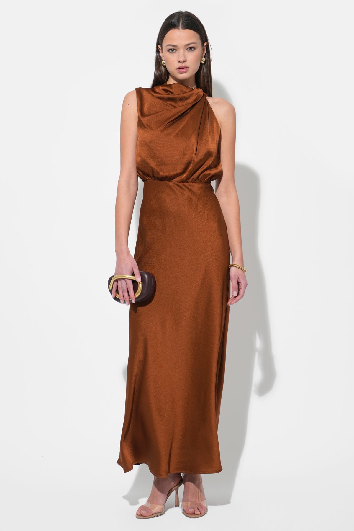 Kate Cowl Drape Asymmetrical Maxi Dress F258D6541
