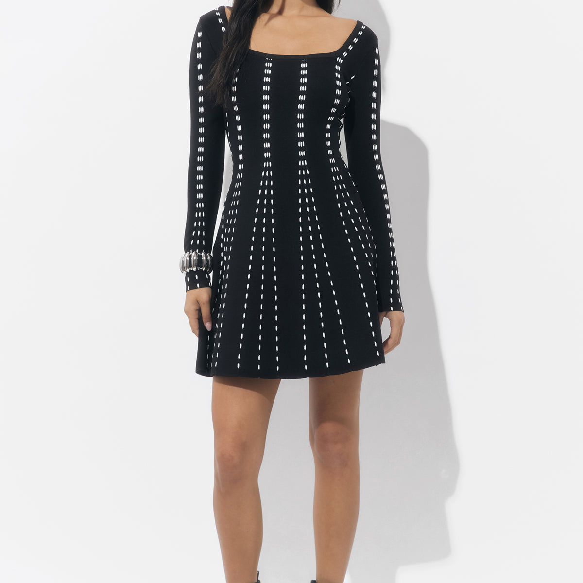 kira mini dress Kira Square Neck Stripe Sweater Mini Dress