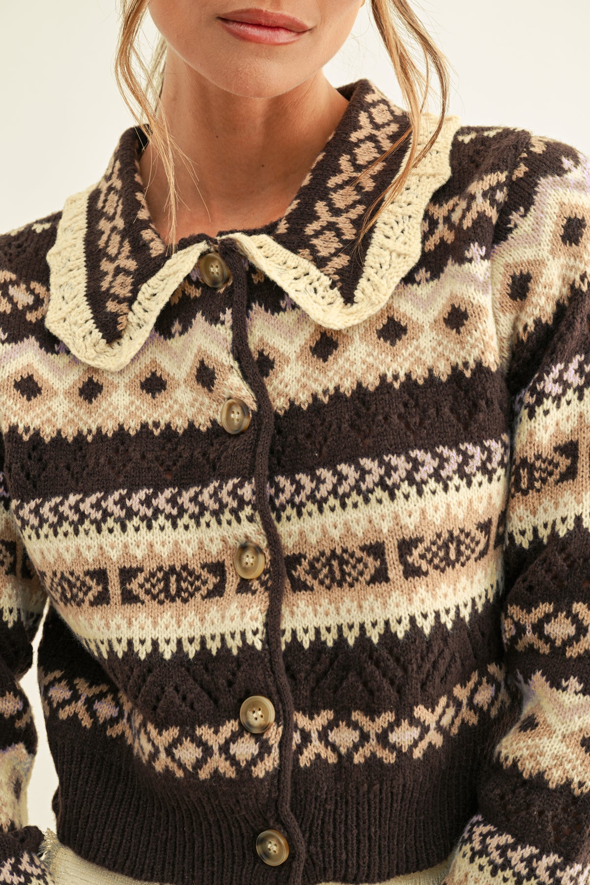 Lena Jacquard Knit Cardigan