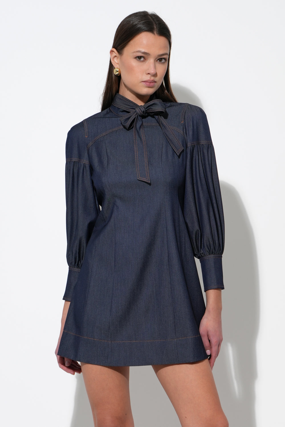 Lilith Denim High Neck Mini Dress F258D6553