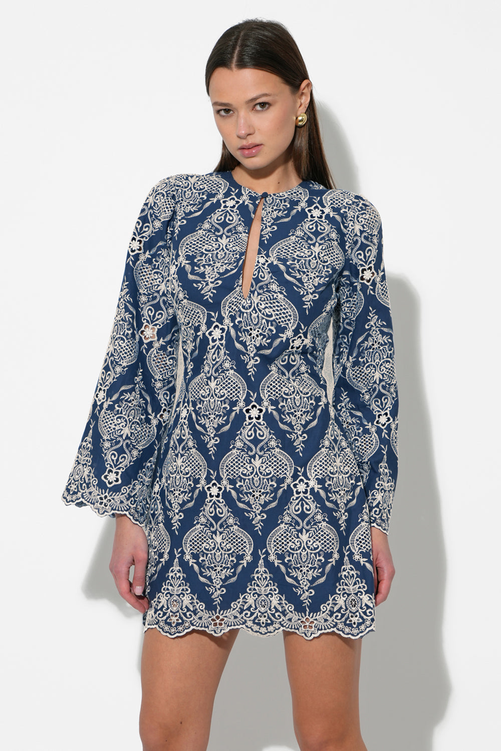Marcie Keyhole Neckline Lace Mini Dress F258D6540