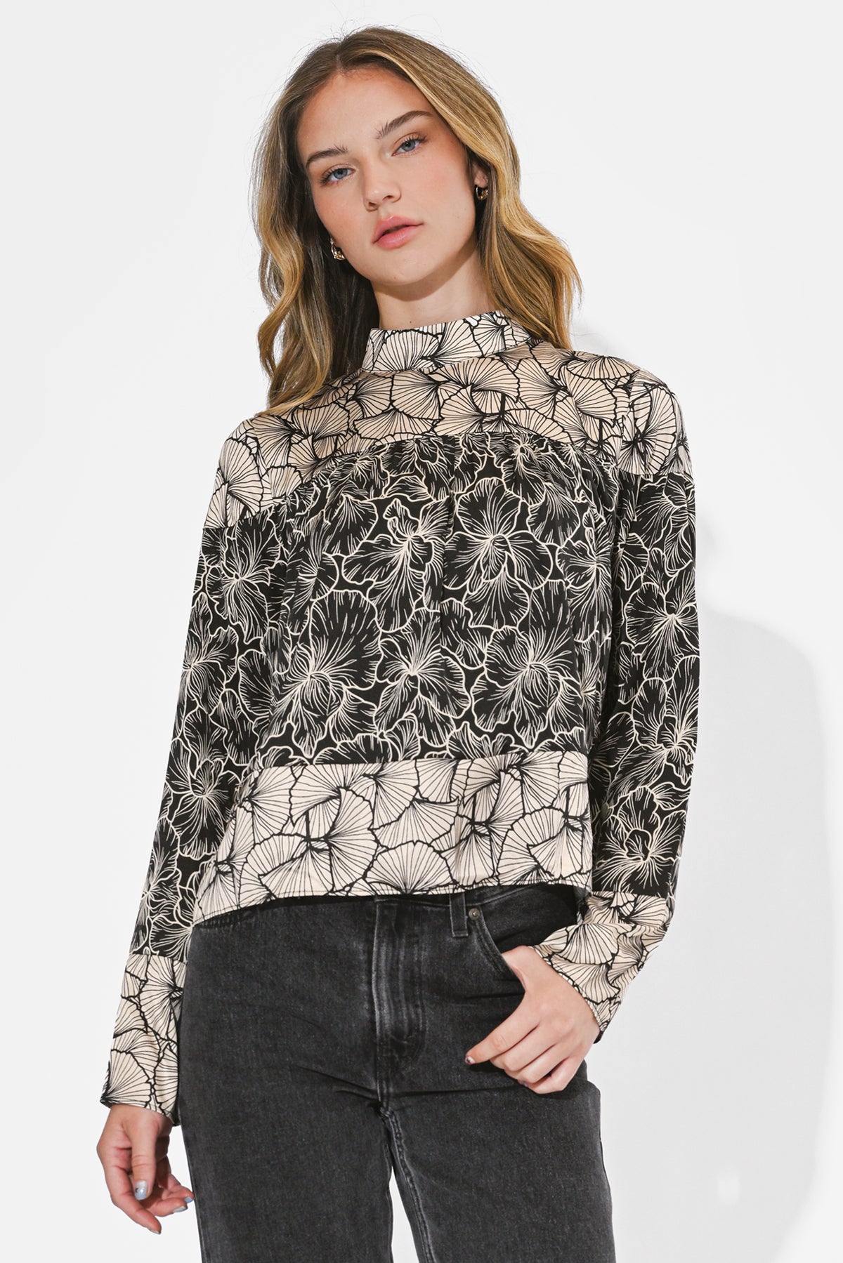 Meghan Twin Print Turtle Neck Top F2510T7316
