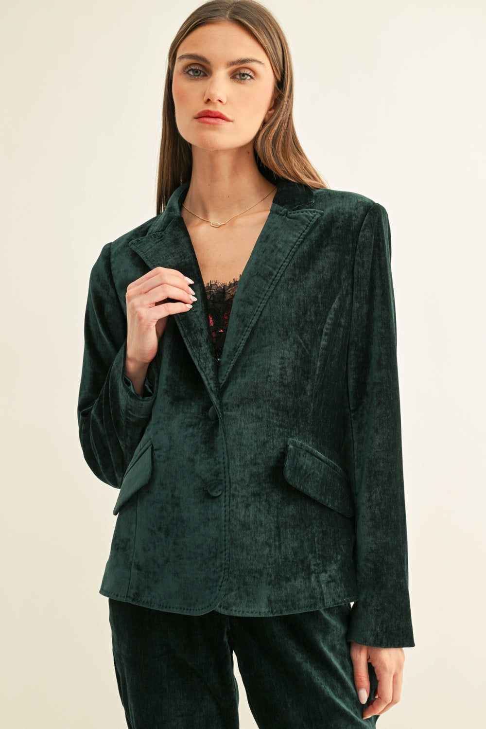 Micah Textured Velvet Blazer F269J1909_HUNTER GREEN