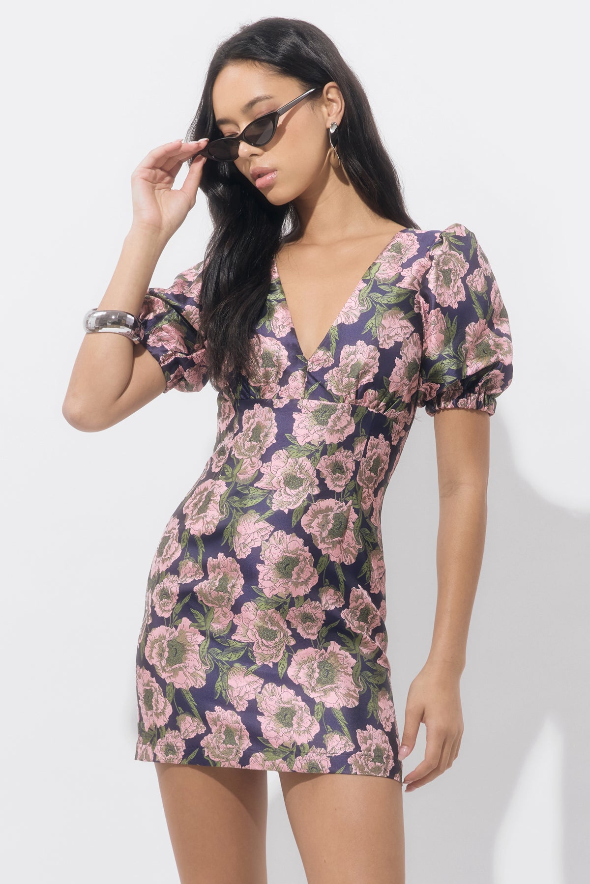 Primrose Puff Sleeve Jacquard Mini Dress F2511D6762