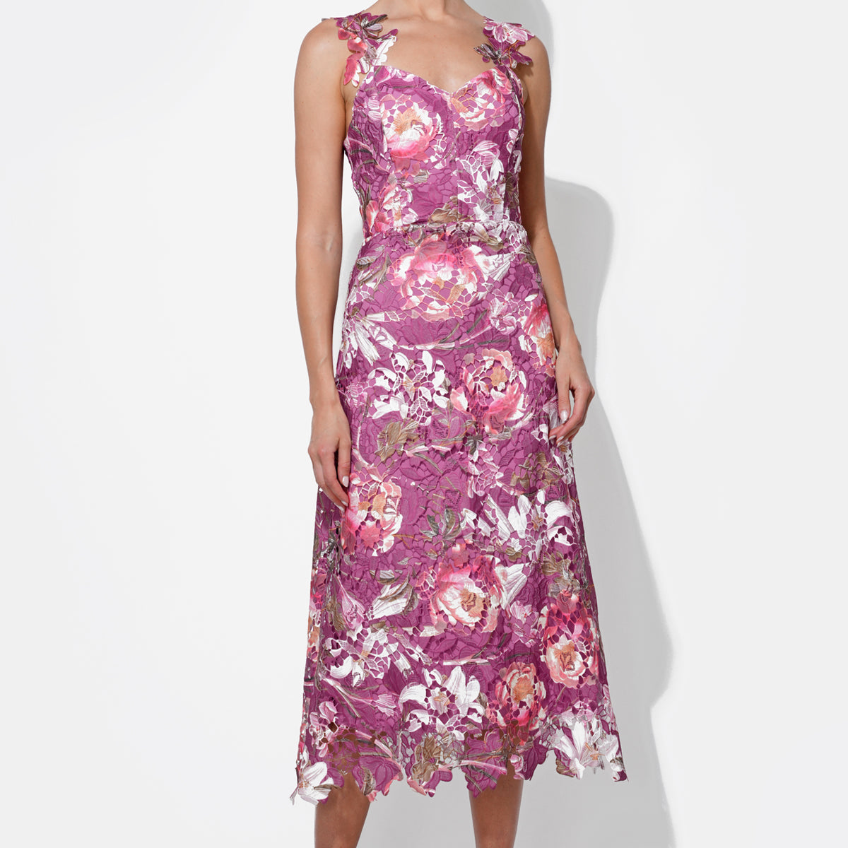 Prudence Floral Lace Midi Dress