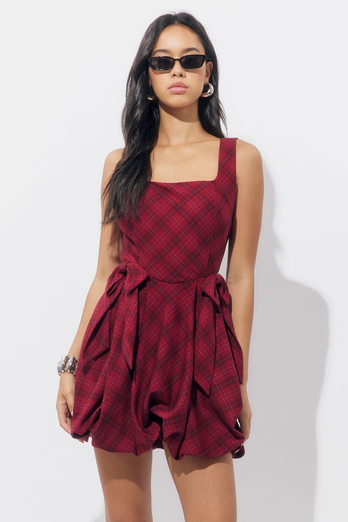 Ranata Plaid Bubble Mini Dress F259D6640