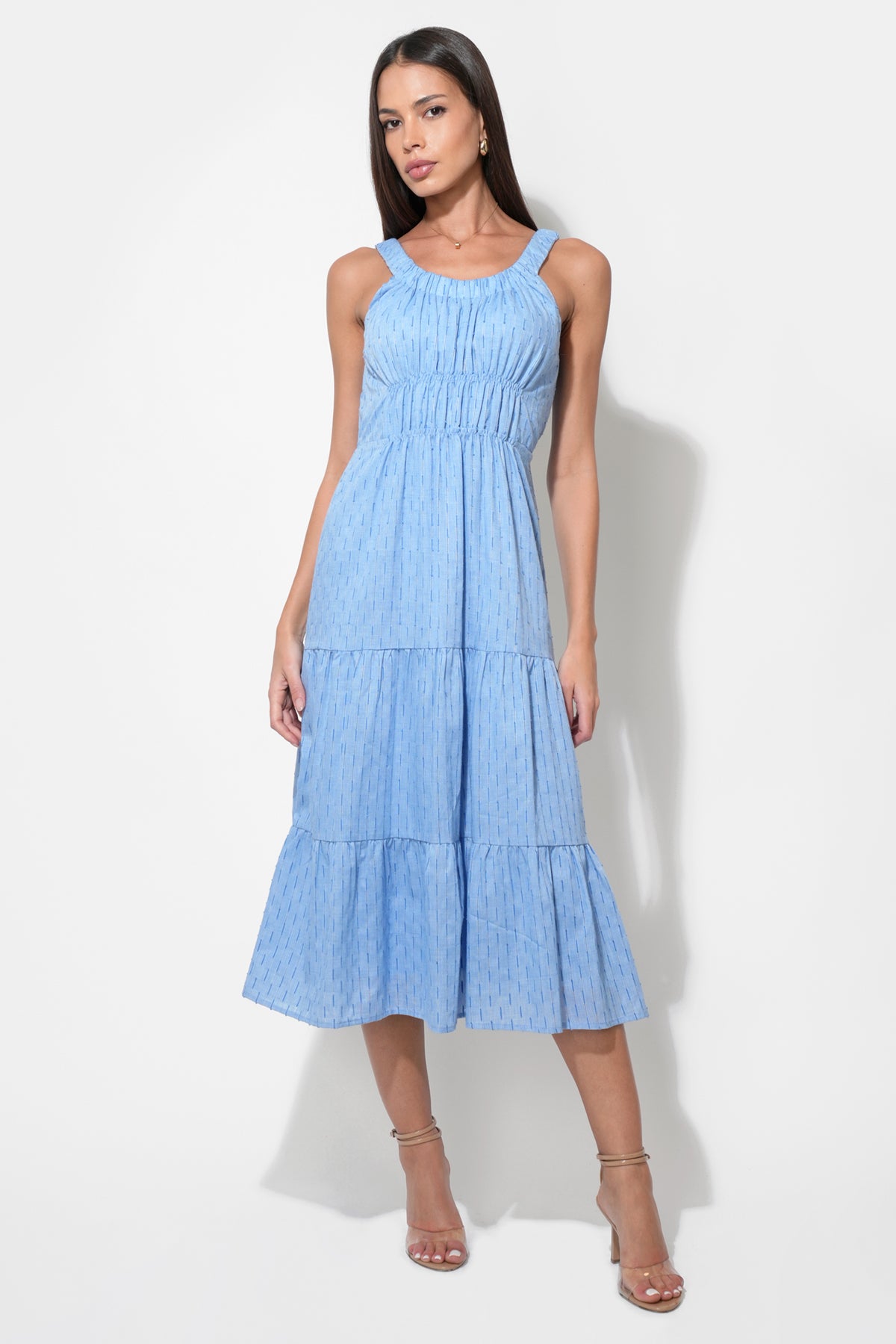 Rosali Textured Cotton Midi Dress F255D6375