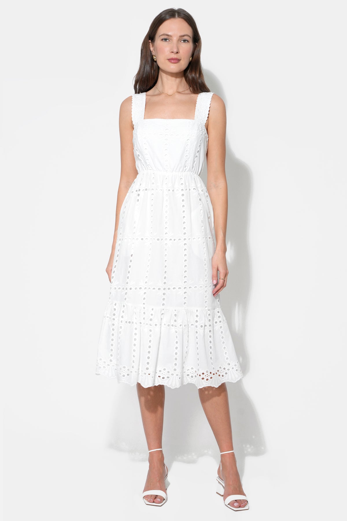 Savannah Lace Straps Eyelet Midi Dress F262D6984