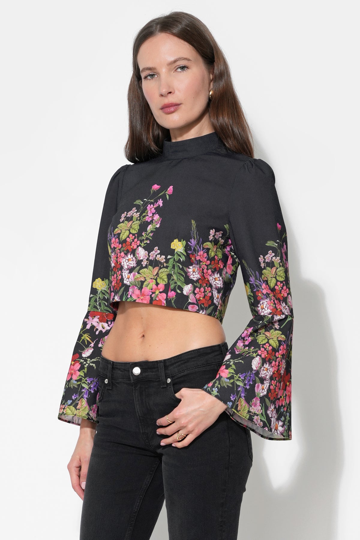 Suzette Bell Sleeve Floral Print Crop Top F2512T7417