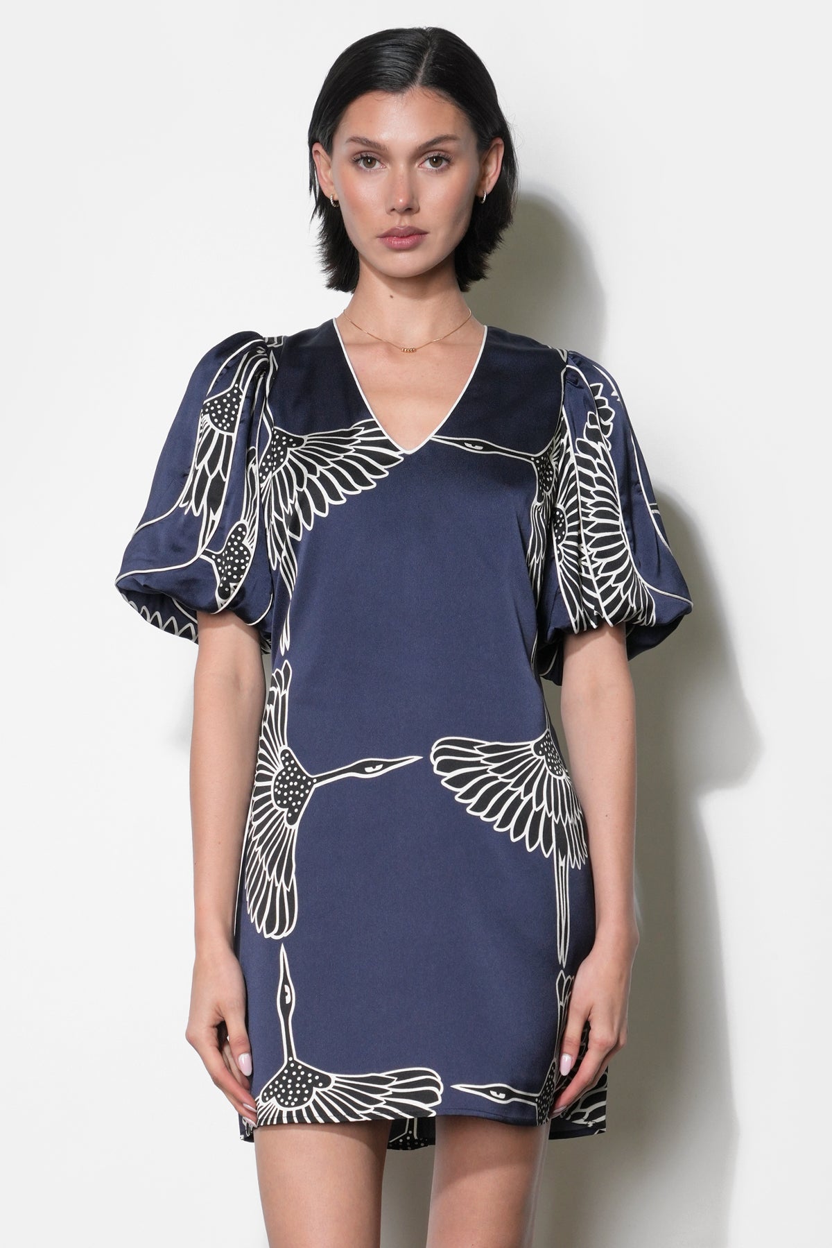 Sylvie V-Neck Bubble Sleeve Mini Dress F2512D6773