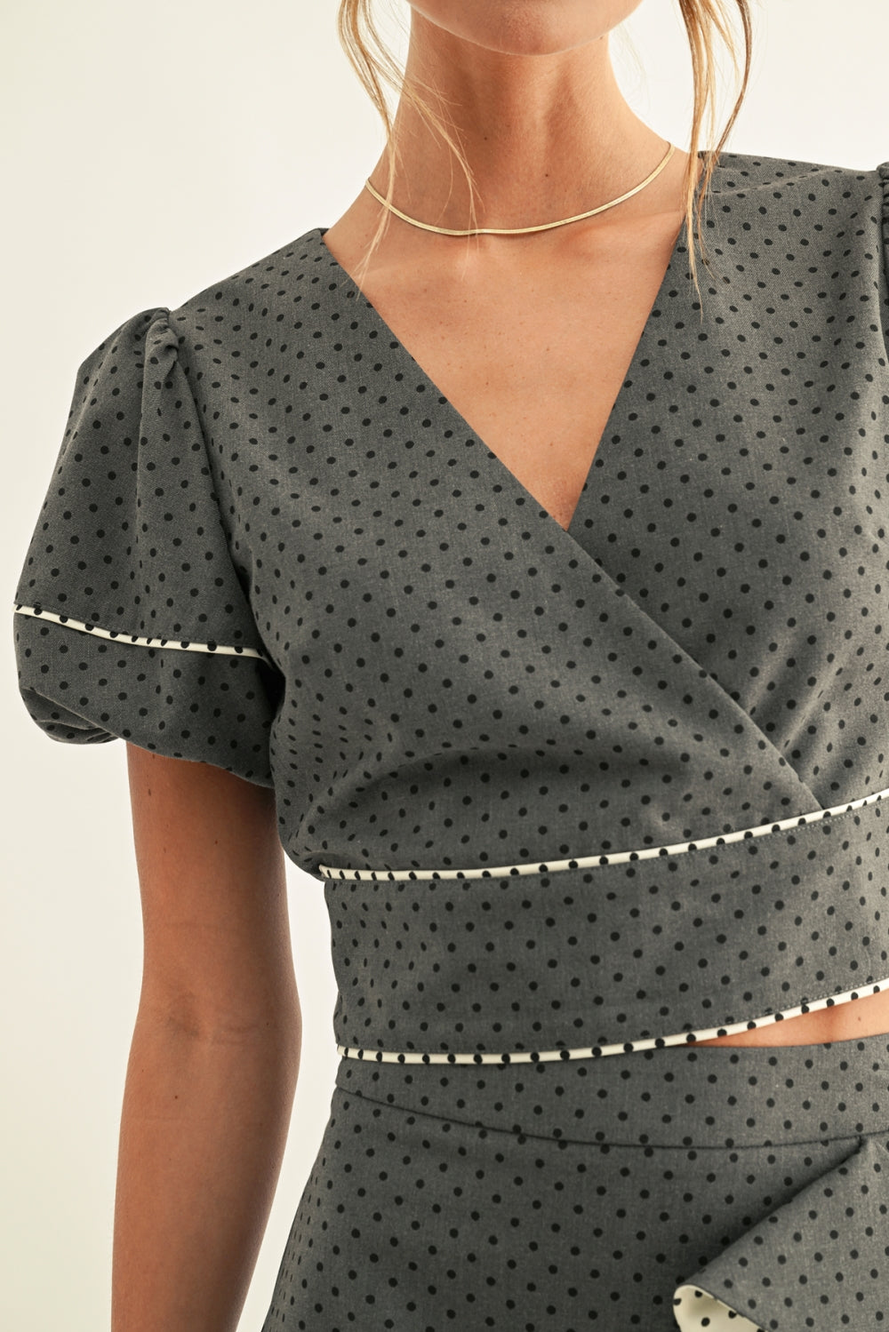 Tina Polka Dot Surplice Top F267T7600