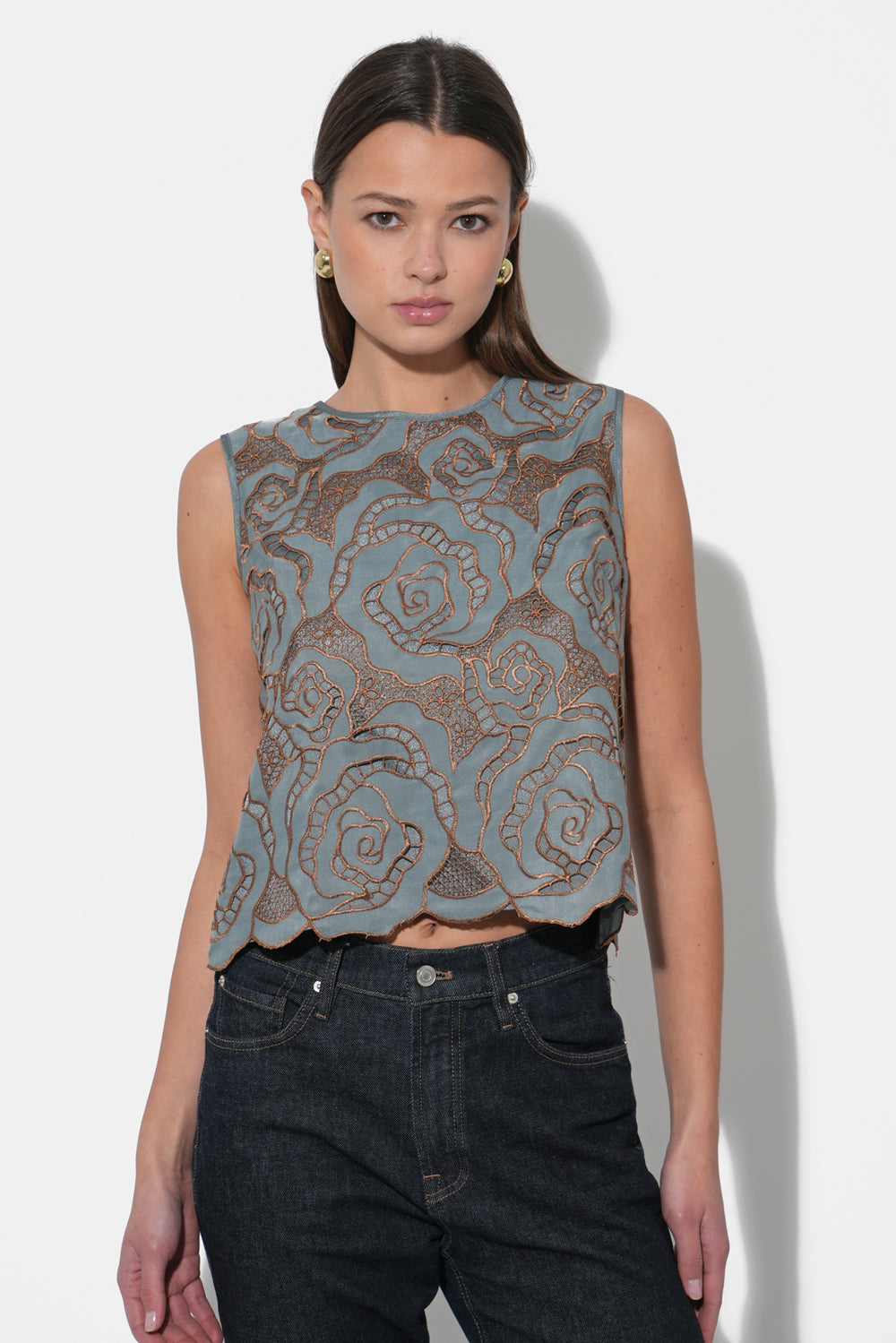 Winnie Sleeveless Lace Blouse
 F257T7278