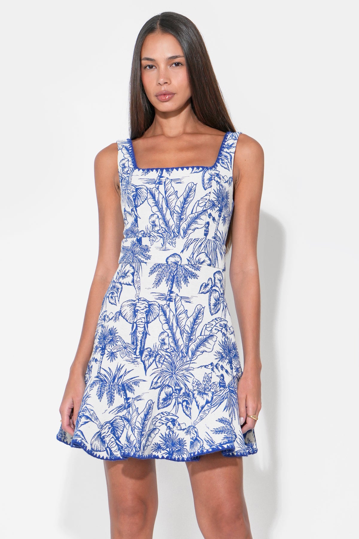 Ximena Square Neck Jacquard Mini Dress