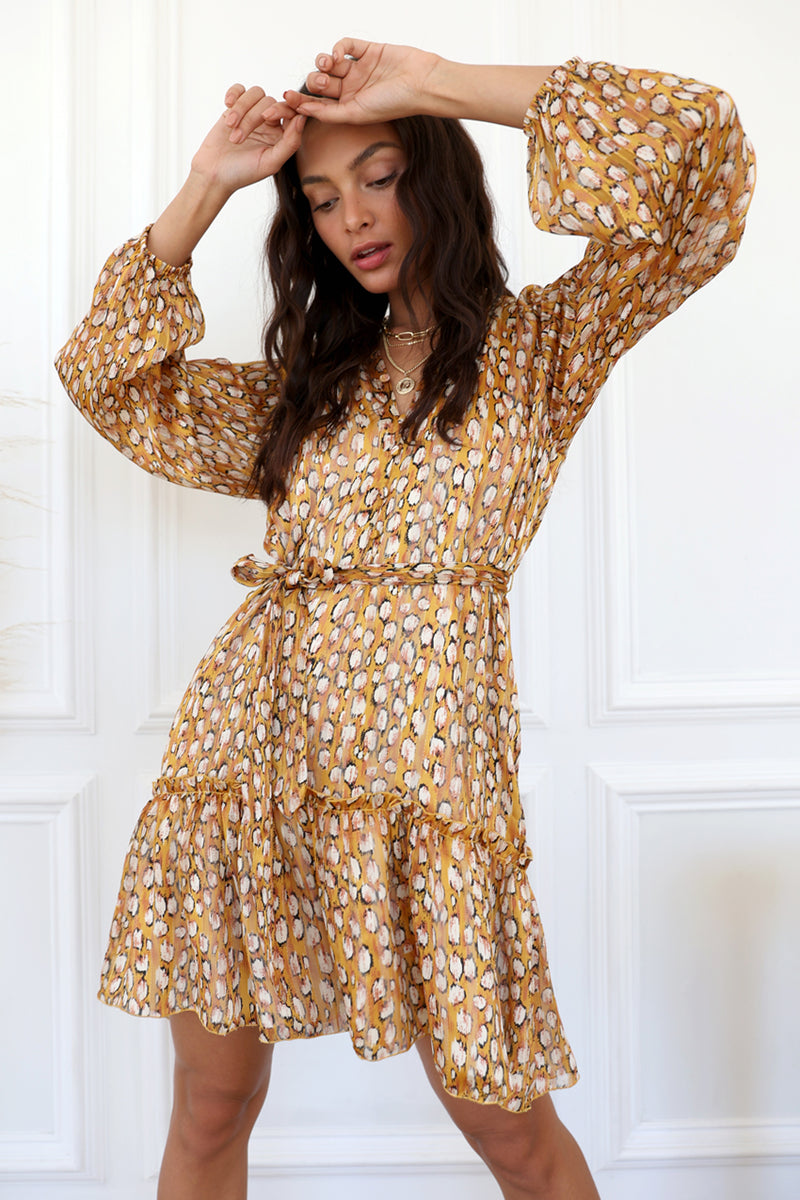 Adriana Pop Over Lurex Threaded Chiffon Dress -FINAL SALE