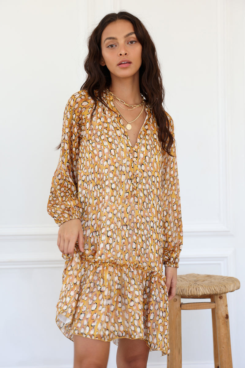 Adriana Pop Over Lurex Threaded Chiffon Dress -FINAL SALE