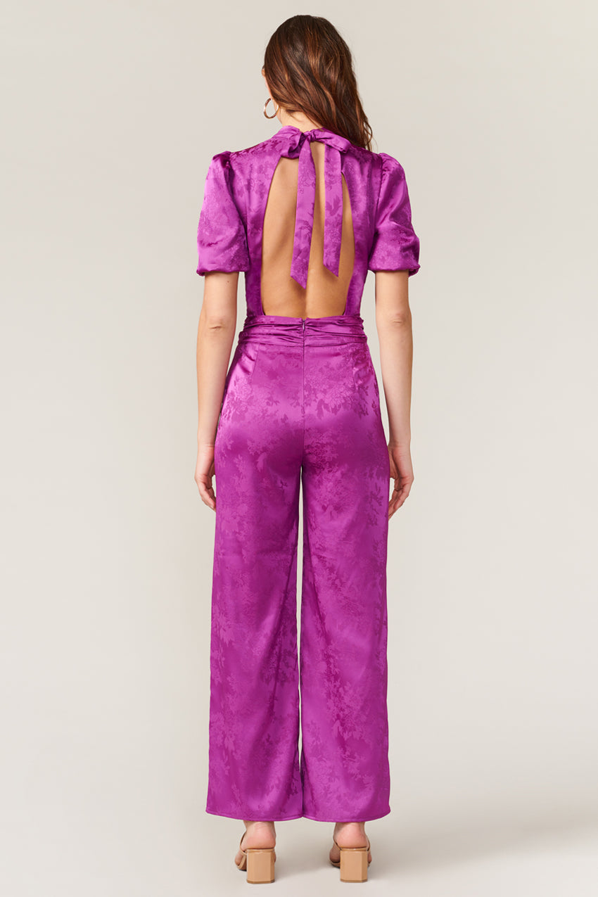 Theo Jacquard Open Back Jumpsuit
