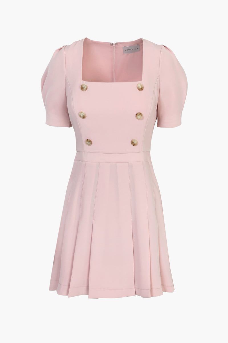 Adele Double Breasted Pleated Skater Dress