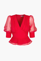 Vero Organza Peplum Blouse - FINAL SALE