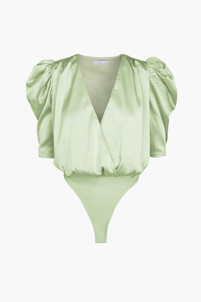 Lila Sateen Puff Sleeve Bodysuit