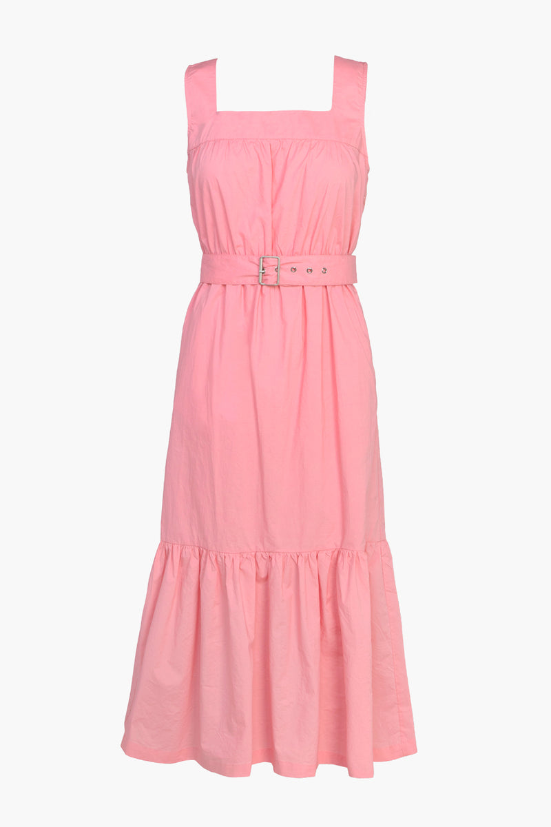 Janis Poplin Belted Midi Dress