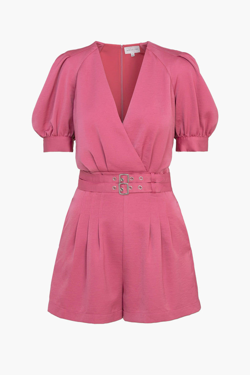 Mae Pleated Sleeve Belted Romper - FINAL SALE