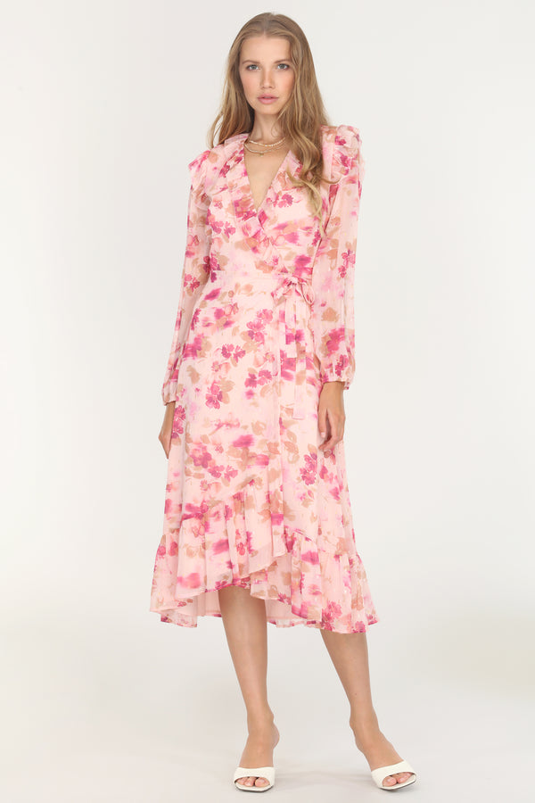 Katia Ruffle Wrap Midi Dress