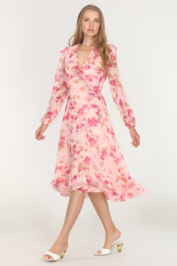 Katia Ruffle Wrap Midi Dress