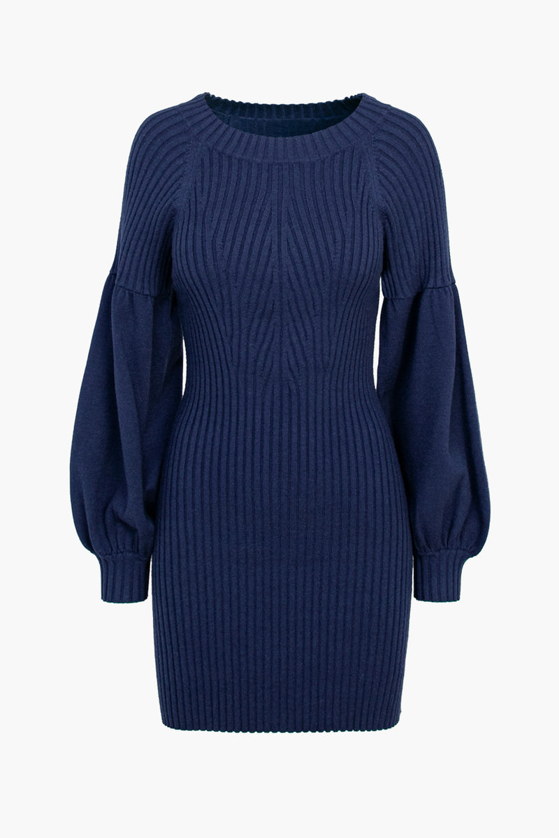 Mellie Ribbed Puff Sleeve Sweater Dress | Adelyn Rae