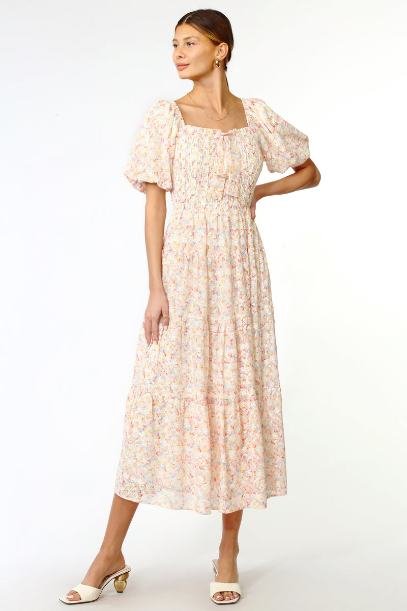 Alicia Front Tie Smocked Tiered Dress