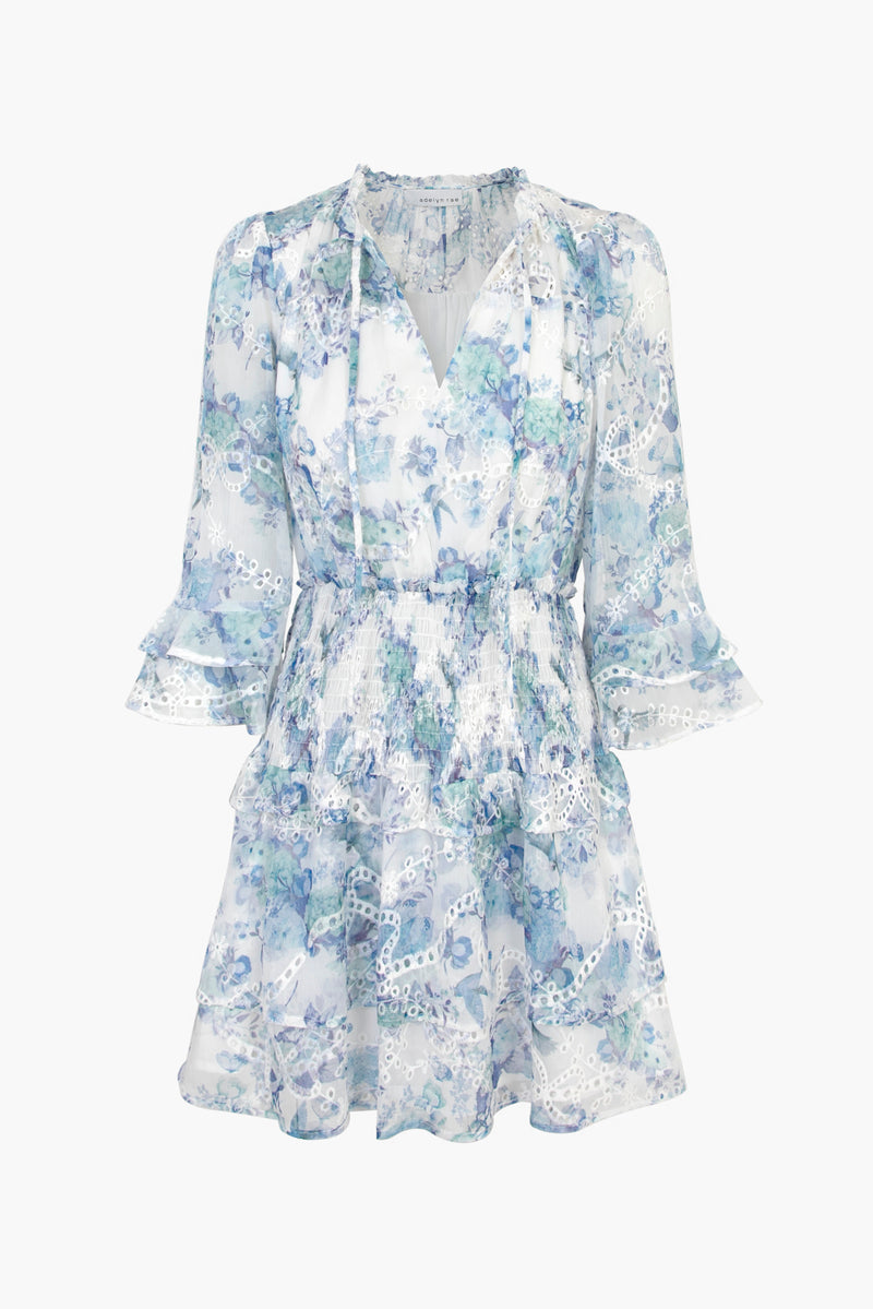 Juliana Eyelet Smocked Mini Dress