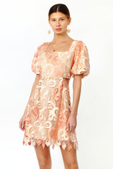 Giselle Ombre Lace Puff Sleeve Cut Out Dress - FINAL SALE