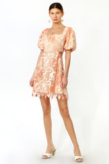 Giselle Ombre Lace Puff Sleeve Cut Out Dress - FINAL SALE